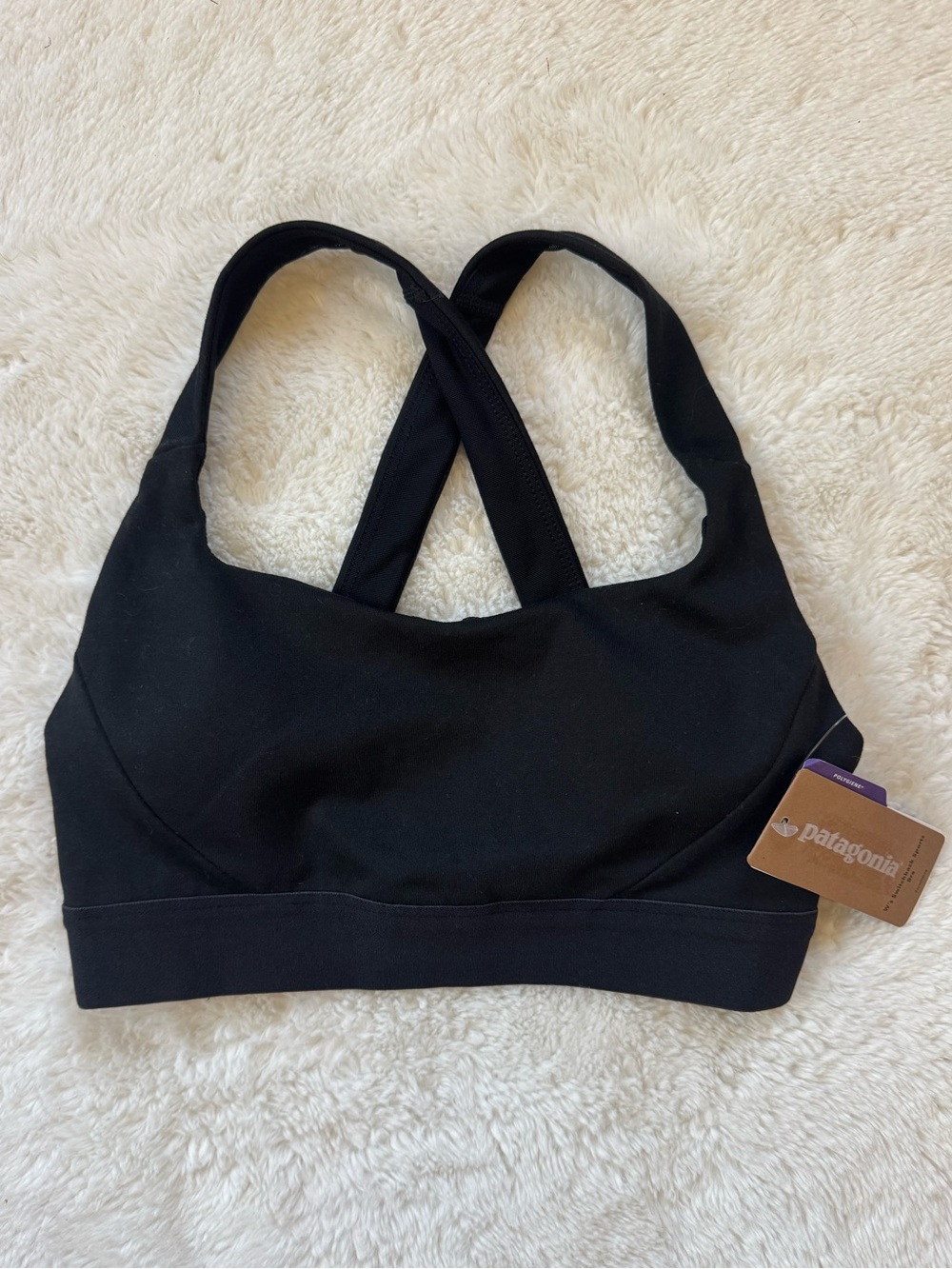 NWT Patagonia Black Switchback Cross-Back Sports Bra Size XS
